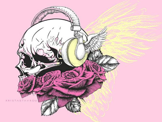 Skull Art with Roses